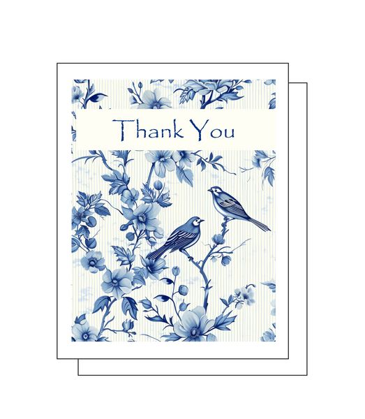 Chinoiserie Floral Thank You 8 Note Crads 8 Self Sealing White Envelopes Blank Inside