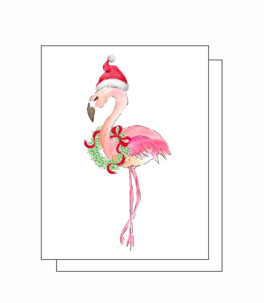 Palm Beach Flamingo 8 Note Crads 8 Self Sealing White Envelopes Blank Inside